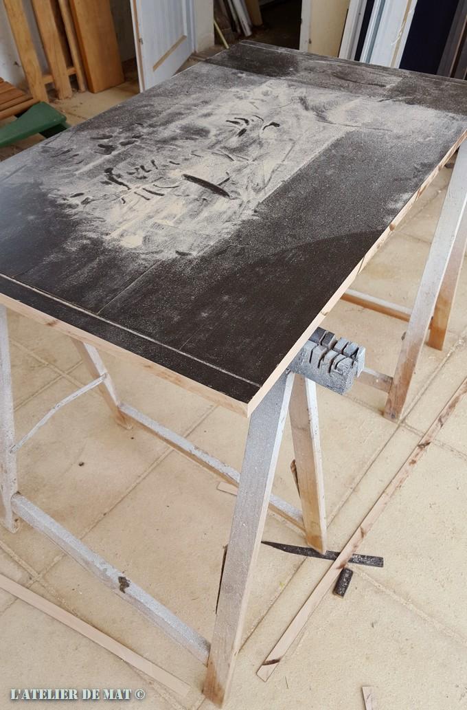 plateau vieux bureau bois - desktop makeover by l'Atelier de Mat