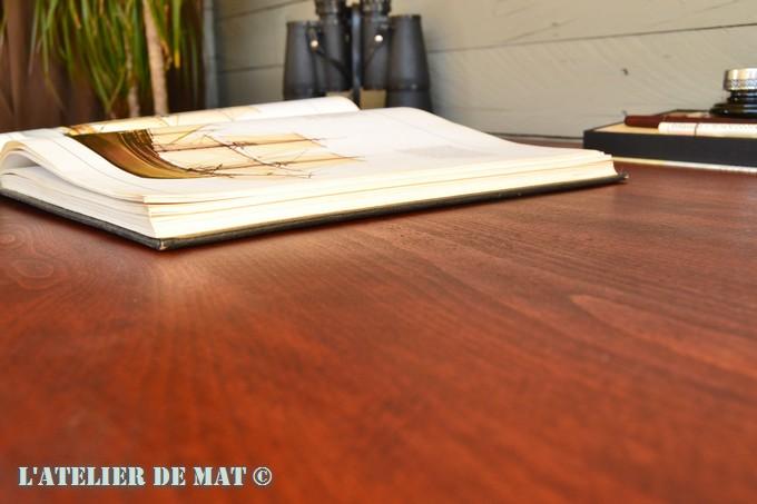 restauration bureau bois bleu - old blue desk makeover by l'Atelier de Mat