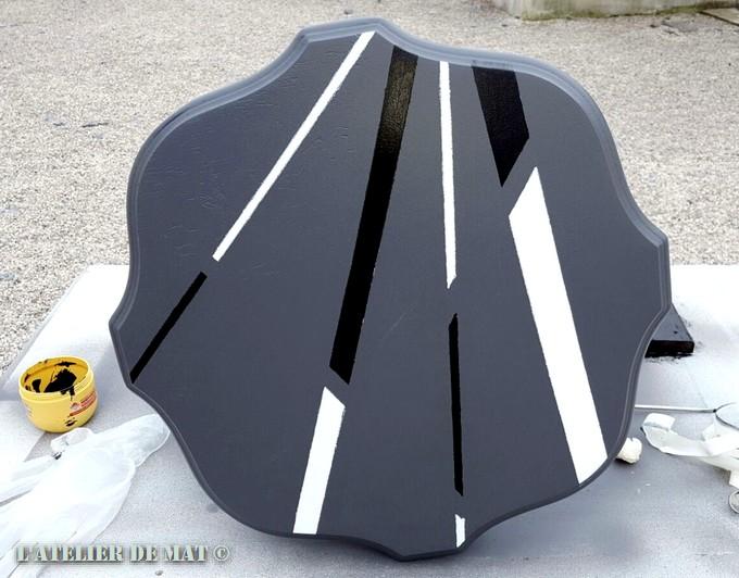 Plateau de gueridon noir et blanc - Black and white side table top