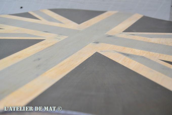 Dessus de gueridon avec le drapeau anglais - Side table top with Union Jack