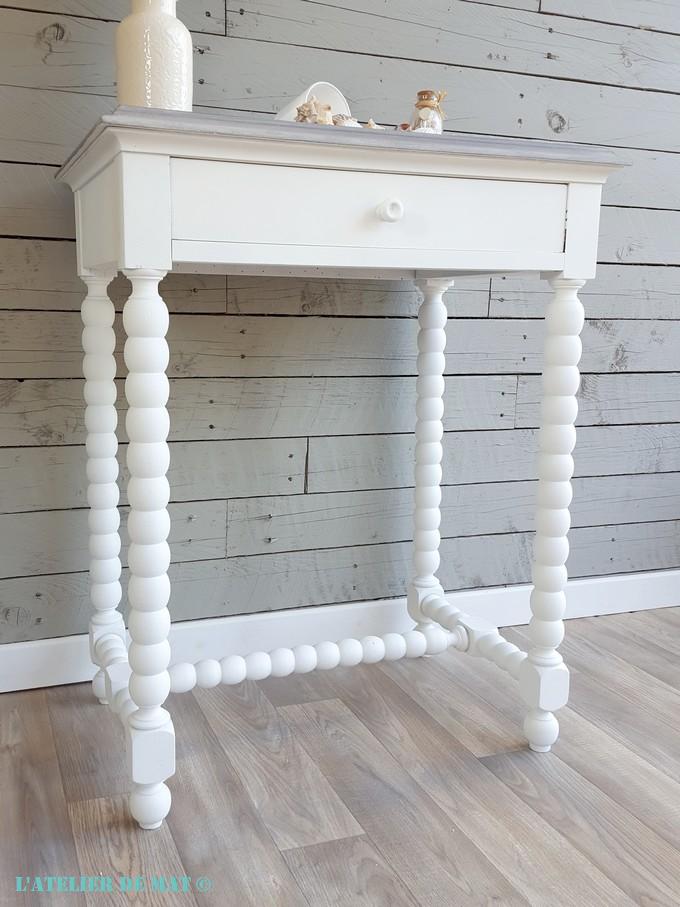 Pieds de table relookée en style "Bord de mer"