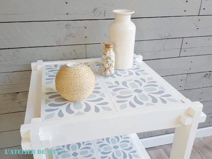 Table et faux carreaux de ciment en bois Table et faux carreaux de ciment en bois